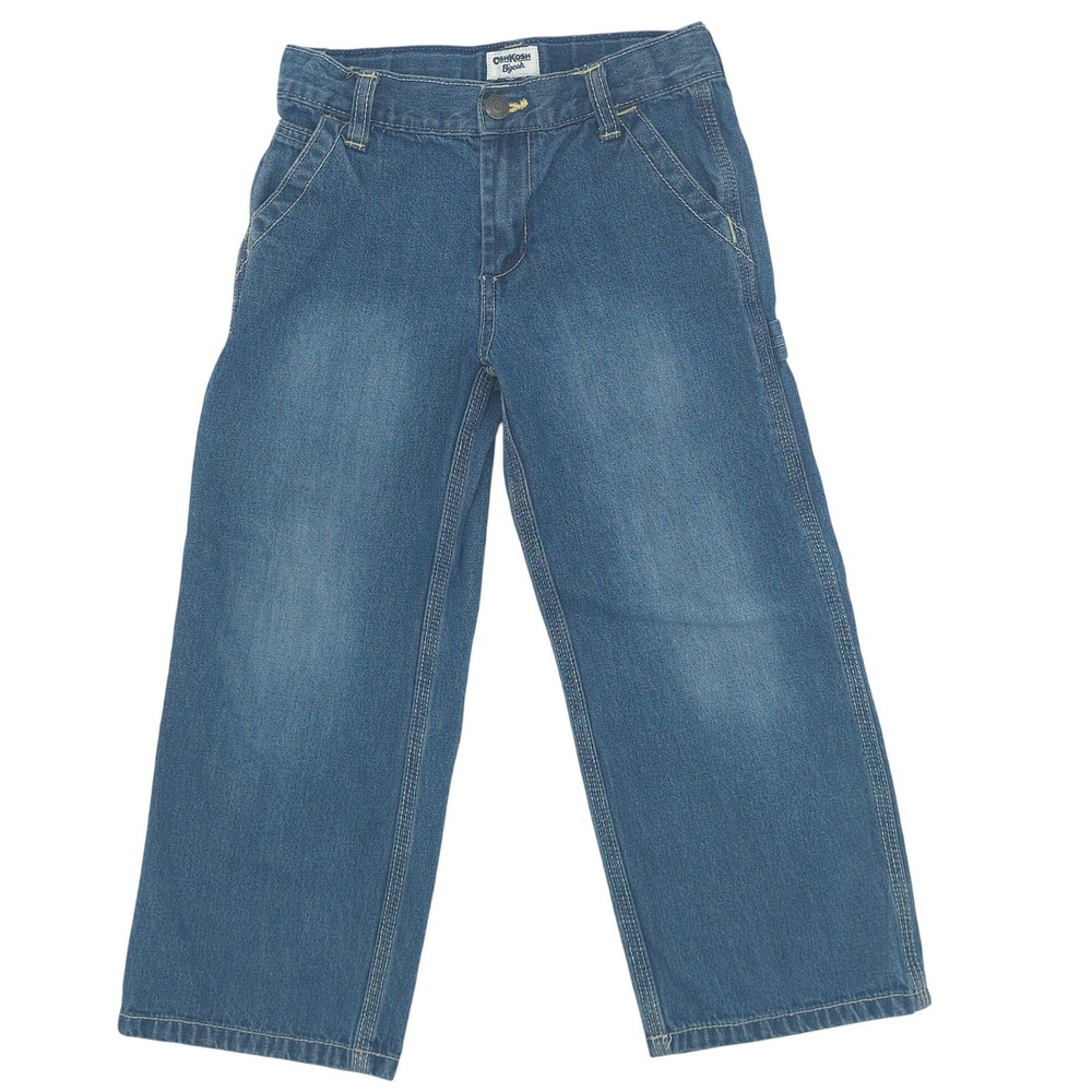 Y2K OshKosh Bgosh Boys Carpenter Jeans Medium Wash Utility Denim Husky Size 5 - Picture 1 of 6